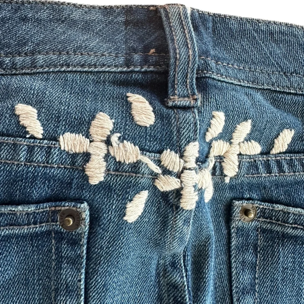 VTG WHBM Blanc Denim Jeans Hand Embroidered Bootcut NWT Y2K Floral 30x32 Size 4